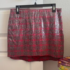 Show Me Your MuMu Pink Plaid Sequin Mini Skort